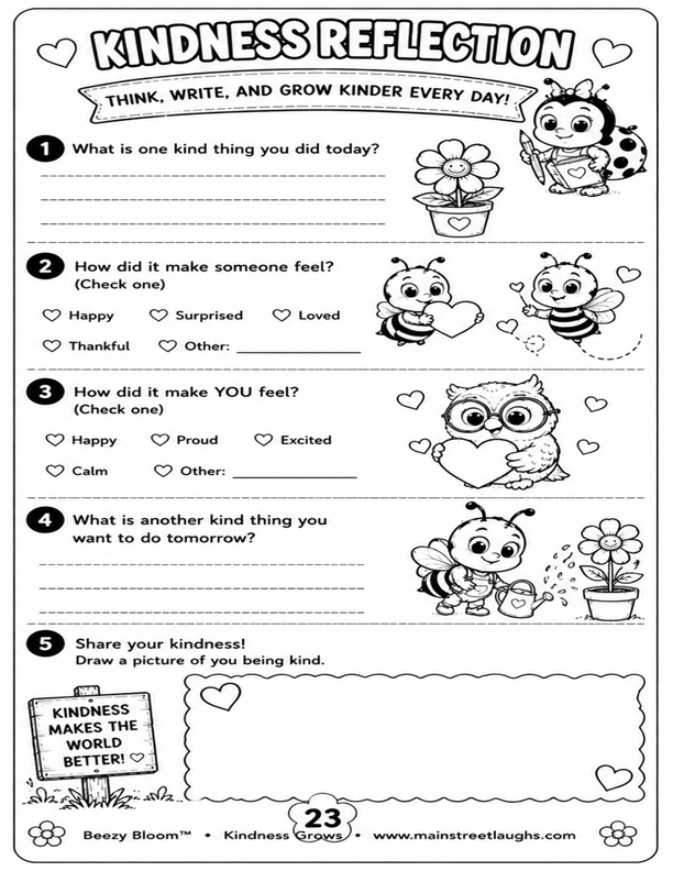 Beezy Bloom™ Activity Book Volume 1 – Coloring Pages, Mazes, Puzzles & Kindness Activities for Kids