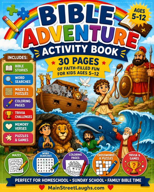 Bible Adventure Activity Book Volume 1 | Christian Activity Book PDF for Kids Ages 5–12